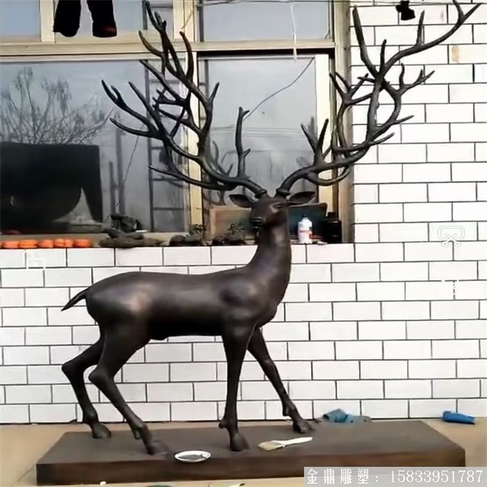 铸铜小鹿雕塑 草坪摆件鹿雕塑 (1)
